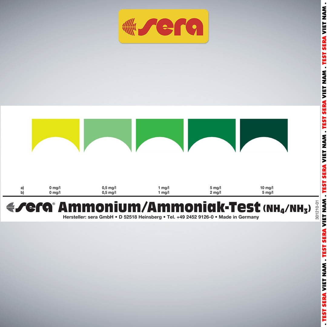 Bảng so màu kết quả đo test amoni